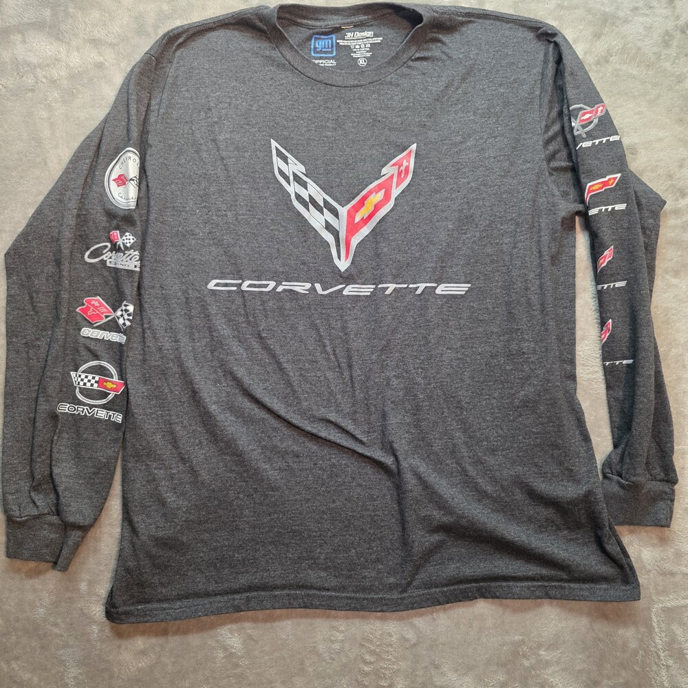 General Motors Corvette Black Graphic Logo Long Sleeve Men's Sweatshirt XL